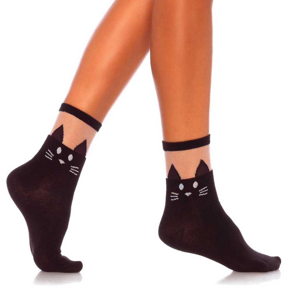 Leg Avenue - Black Cat Opaque Sokken - Zwart